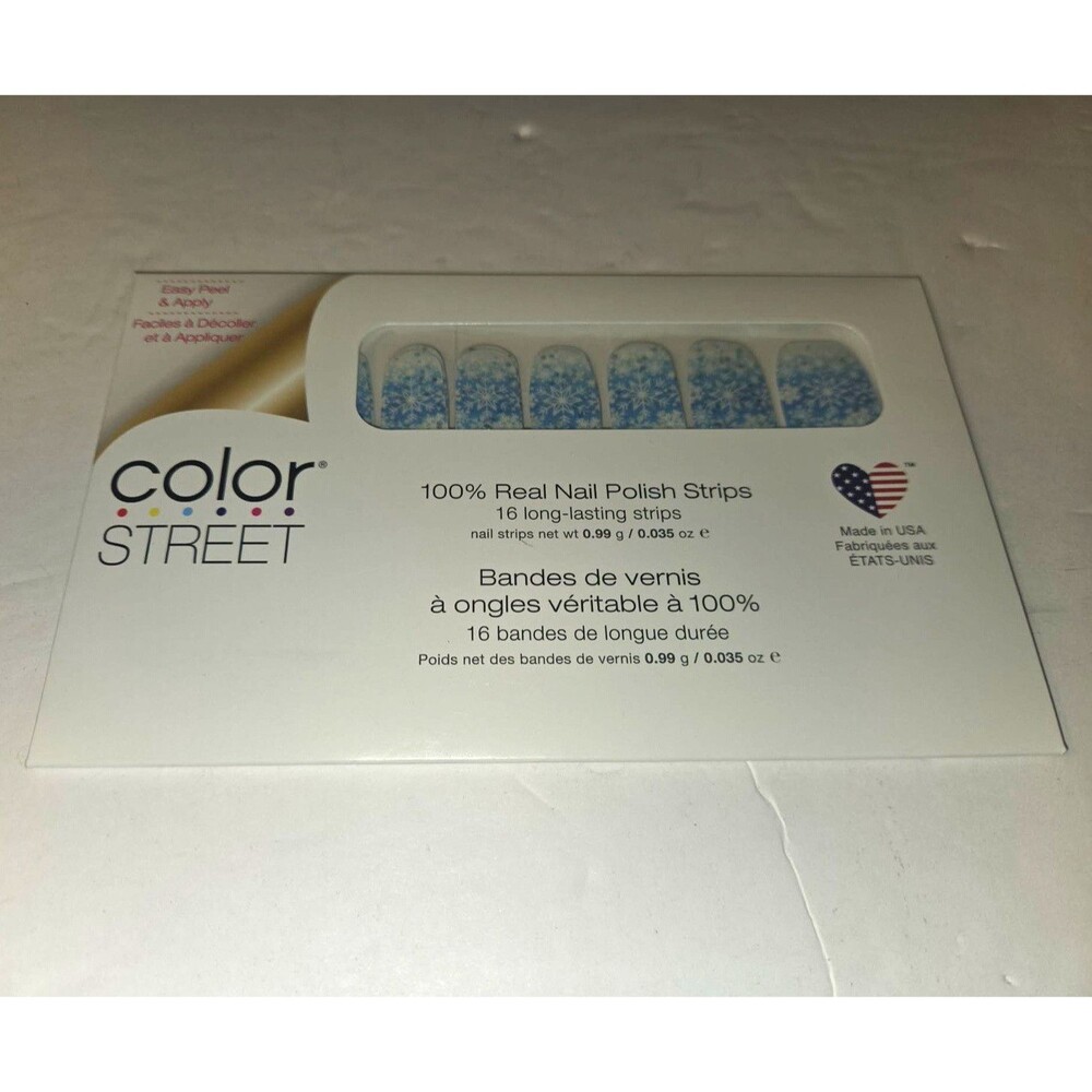 Color Street First Snow Blue/White Glitter Nail Polish Strips FD5386 DD2484
